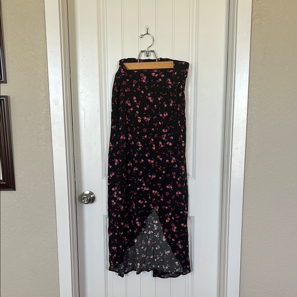 Express Black and Pink Wrap Midi Skirt - Picture 1 of 4